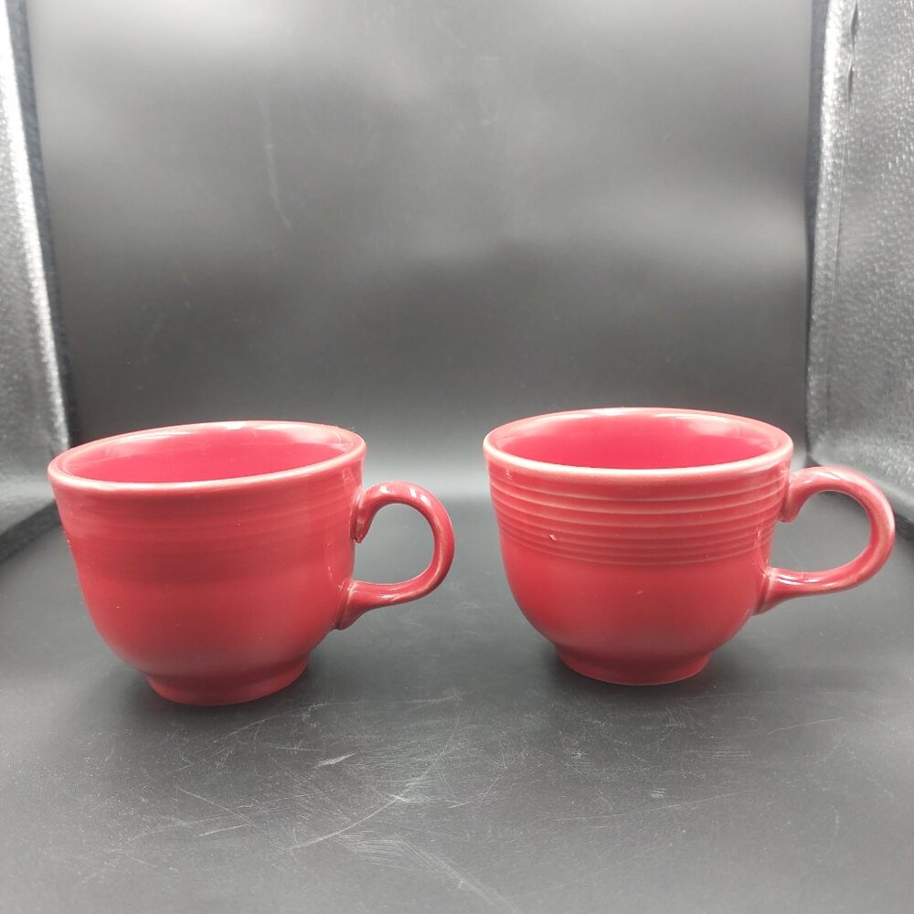 Set of 2 Homer Laughlin Fiesta Fiestaware 6 oz Coffee Tea Cup Mug Scarlet Red